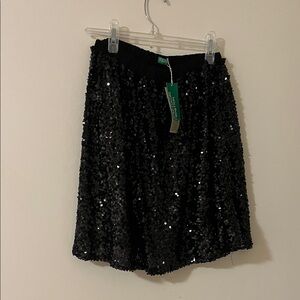 Italian Stylish United Colors Of Benetton Black Sequin Midi Skirt